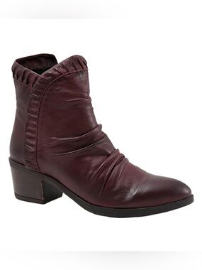 Bueno Connie Burgundy Red Leather Ankle Bootie Boots Winter Lined Size 37 6.5 7